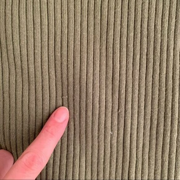 Grace Elements ribbed knit full zip up green sweater with oversized collar - M - Picture 2 of 8